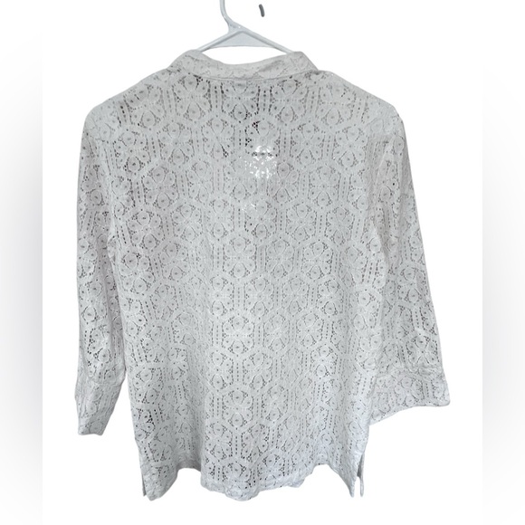 Ruby Rd. White Lace Button-Up Blouse - Picture 2 of 4
